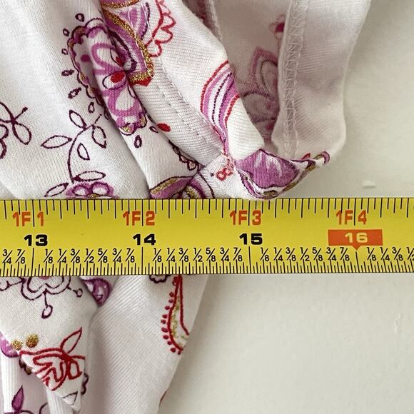 Y2K Tee Cap Sleeve Top Floral Paisley Pink Purple Fairy Grunge XL Made in USA - Picture 8 of 9